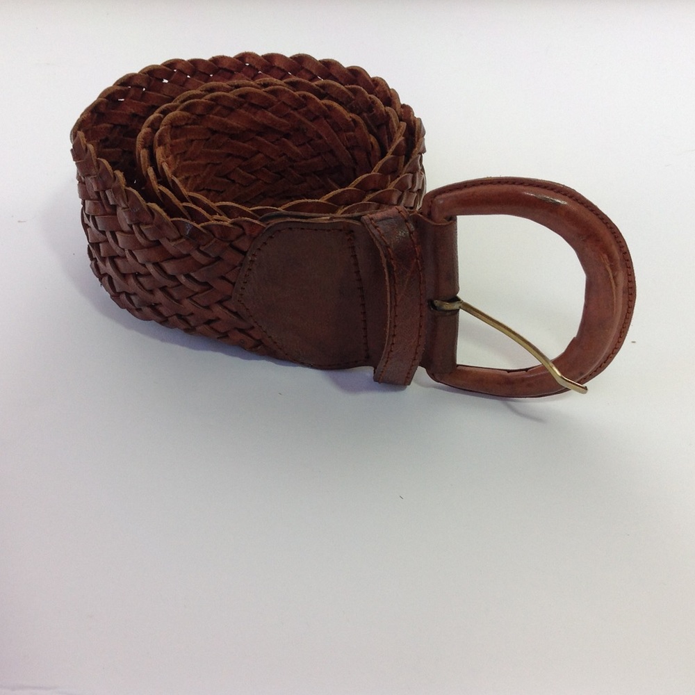 Vintage Brown Braided Belt Woven Leader Wide